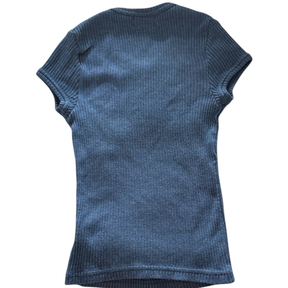 Y2K Vintage Roxy Blue Ribbed V-Neck Tee - Picture 4 of 4